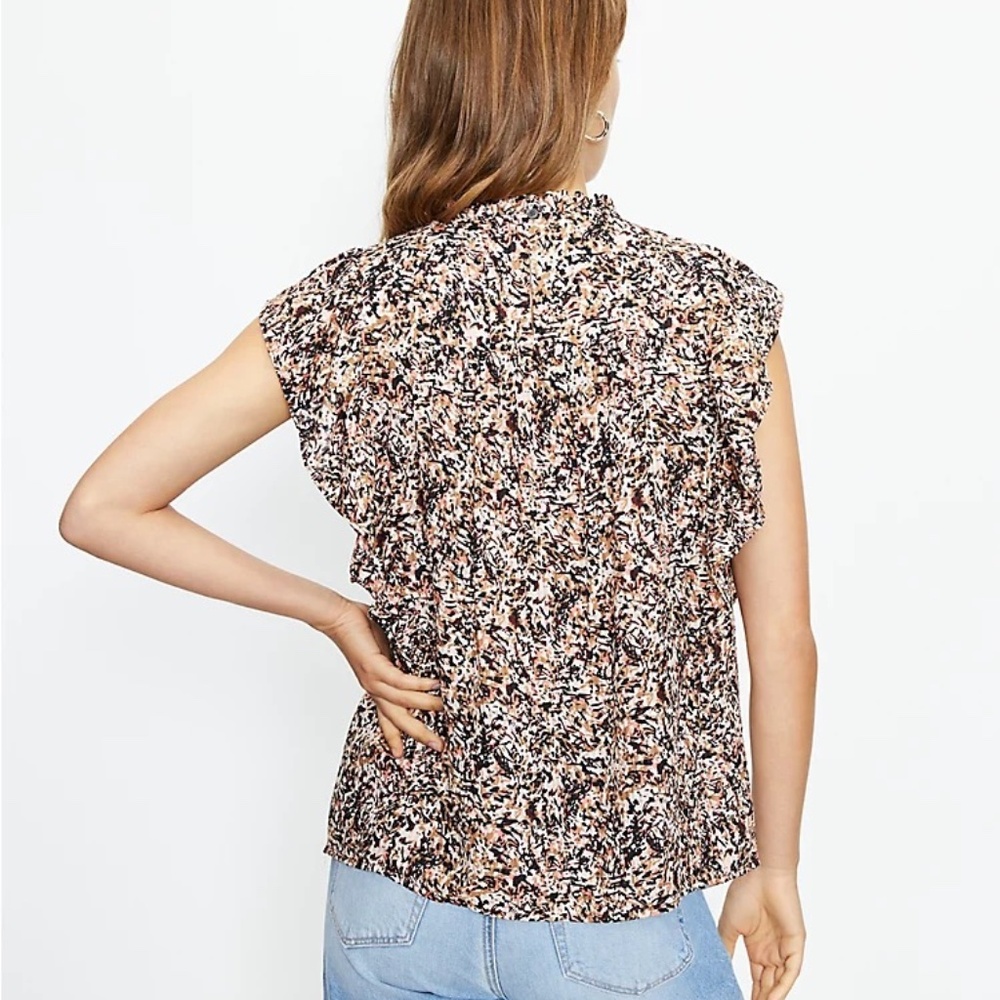 NWT LOFT Pintucked Ruffle Shell Sz Small - Picture 4 of 13